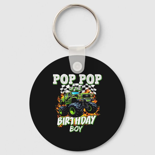 P P Of The Birthday Boy Monster Truck Birthday Kid Key Ring (Front)