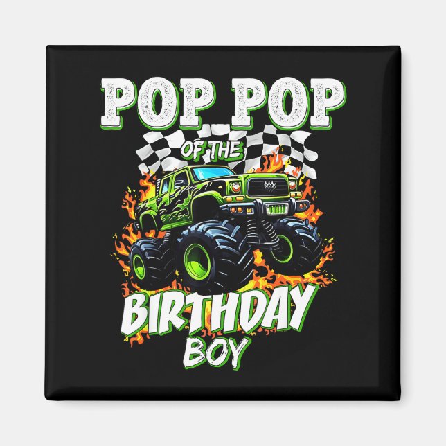 P P Of The Birthday Boy Monster Truck Birthday Kid Magnet (Front)