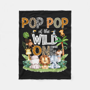 P P Of The Wild One 1st Birthday Safari Jungle  Fleece Blanket