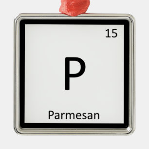 P - Parmesan Cheese Chemistry Periodic Table Metal Tree Decoration
