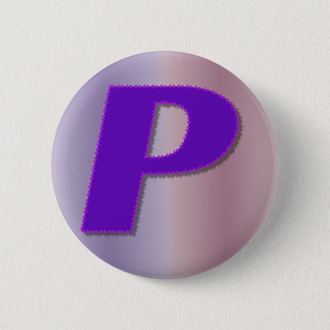 P purple mnogram 6 cm round badge (Front)