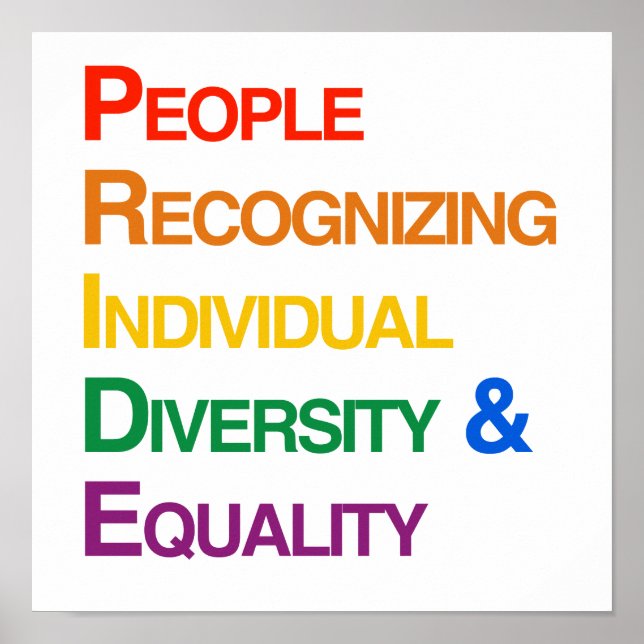 P-R-I-D-E: PEOPLE RECOGNIZING INDIVIDUAL DIVERSITY POSTER (Front)