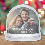 P.S. I Love You Romantic Couple Photo Custom Snowglobe<br><div class="desc">P.S. I Love You The Most Romantic Couple Modern Photo Template Custom Snow Globes features your favourite photo with your personalised names with the customisable text "P.S. I love you" in modern calligraphy script. Makes a fantastic gift for Christmas, holidays, birthday, anniversary, Valentine's Day and more. Personalise by editing the...</div>