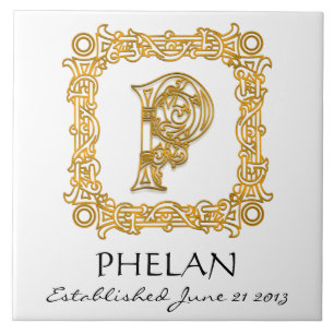 "P" Surname Wedding Anniversary Day Monogram Tile