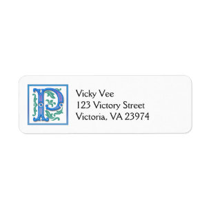 P - Vintage Initial Return Address Label