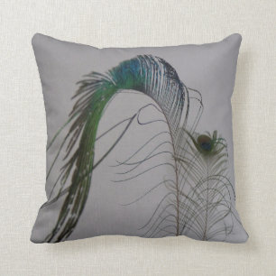 © P Wherrell Elegant fine art peacock feathers Cushion