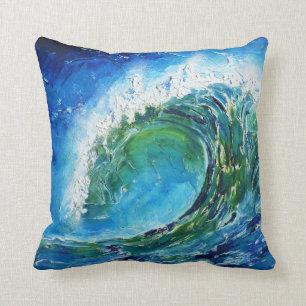 © P Wherrell Fine art oil painting wave ocean sea Cushion