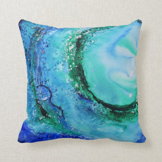 © P Wherrell Ocean lover fine art wave blue green Cushion