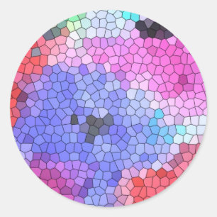 © P Wherrell Stained glass mosaic anemones on sil Classic Round Sticker