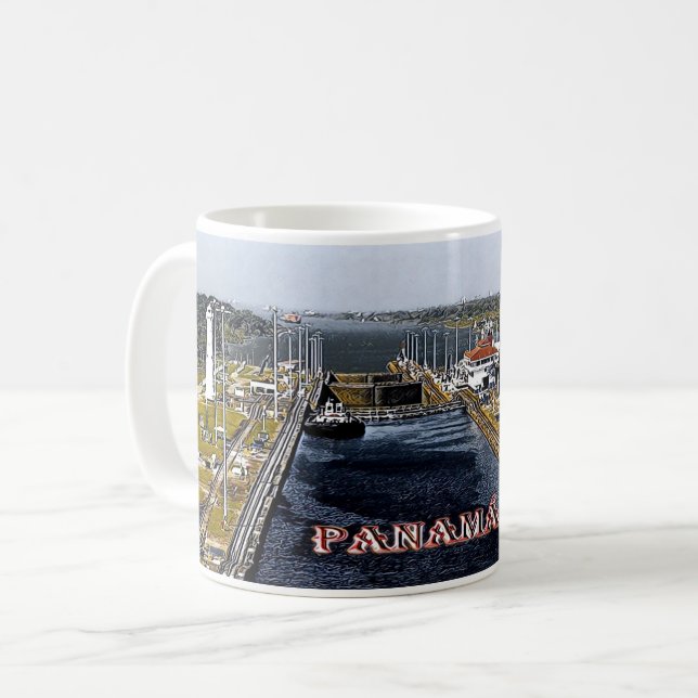 PA0003 America - Panama - Canal Locks - panoramic Coffee Mug (Front Left)