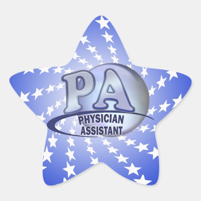 PA BLUE LOGO PHYSICIAN ASSISTANT STAR STICKER (Front)