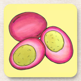 PA Dutch Food Pickled Hard Boiled Red Beet Eggs Coaster