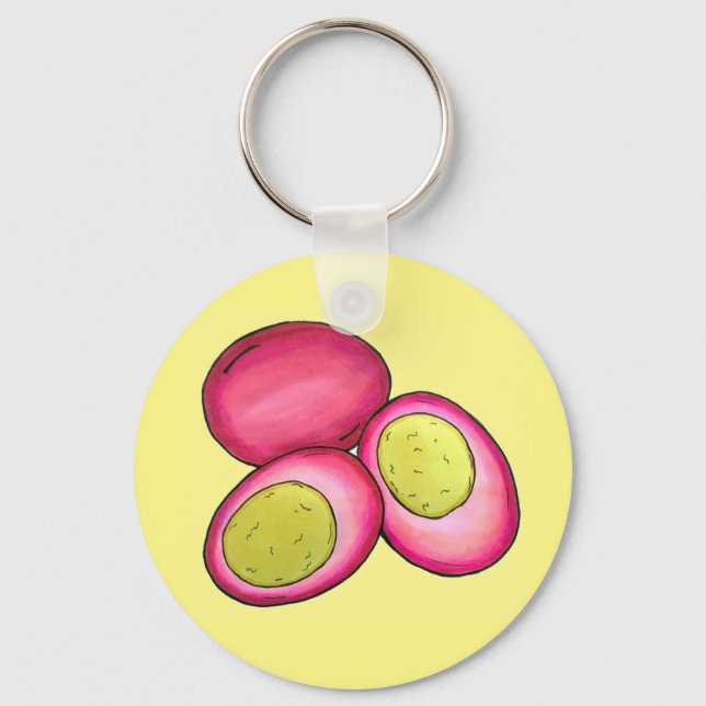 PA Dutch Food Pickled Hard Boiled Red Beet Eggs Key Ring (Front)