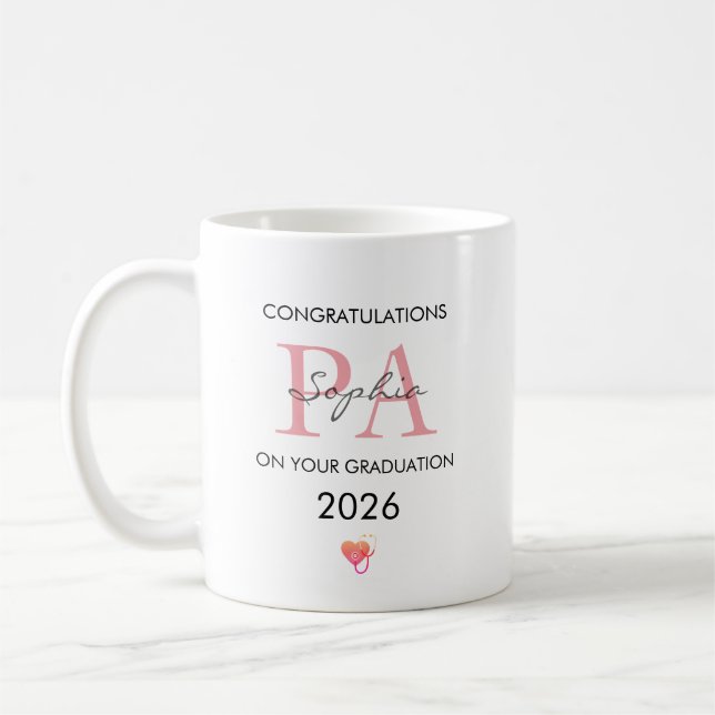PA Graduation Personalised Name Class of 2026 Coffee Mug (Left)