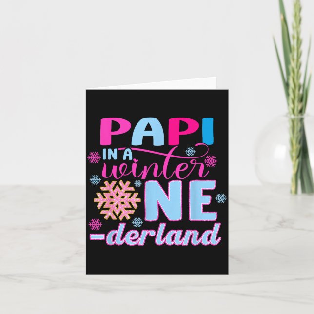 Pa In A Winter Onederland Bday Girl Sweet Snowflak Card (Front)