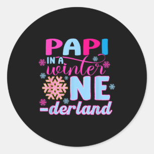 Pa In A Winter Onederland Bday Girl Sweet Snowflak Classic Round Sticker