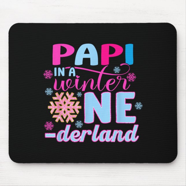 Pa In A Winter Onederland Bday Girl Sweet Snowflak Mouse Pad (Front)