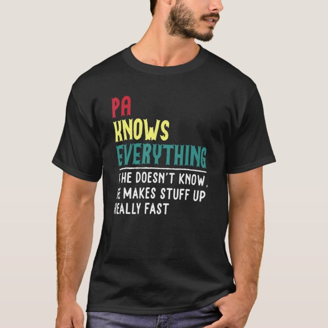 Pa Know Everything  Father's Day  For Grandfather T-Shirt (Front)