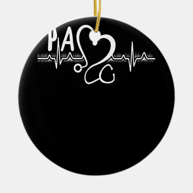 PA Physician Assistant Heartbeat Ceramic Ornament (Front)