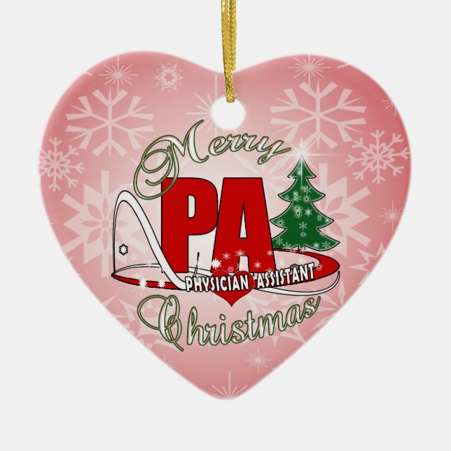 PA PHYSICIAN  ASSISTANT MERRY CHRISTMAS CERAMIC ORNAMENT (Front)