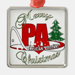 PA PHYSICIAN  ASSISTANT MERRY CHRISTMAS METAL TREE DECORATION