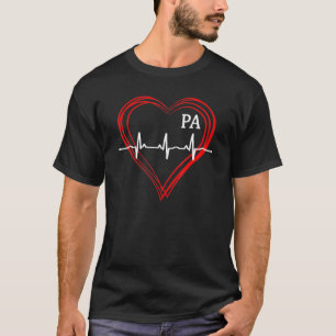 Pa Physicians Assistant Ecg Ekg Heartbeat Love Hea T-Shirt