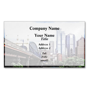 PA - Pittsburgh Skyline By Smithfield St Bridge Magnetic Business Card