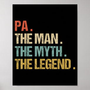 Pa The Man Myth Legend Shirt Funny Father Dad Chri Poster