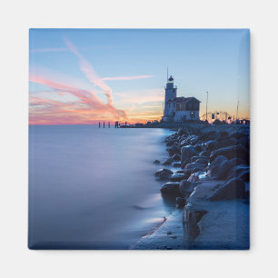 Paard van Marken lighthouse in a blue sunrise Magnet