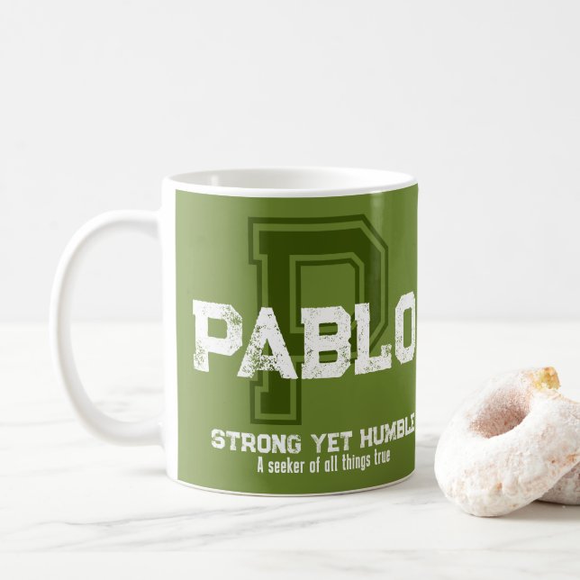 Pablo name meaning monogram green coffee mug (With Donut)