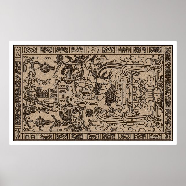 Pacal's Sarcophagus - Ancient Mayan Carving Poster (Front)