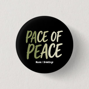 Pace of Peace Green Slow Living Mindfulness Mantra 3 Cm Round Badge
