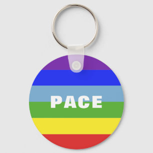 Pace Peace Rainbow Colour Regenbogen stripes Key Ring