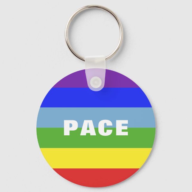 Pace Peace Rainbow Colour Regenbogen stripes Key Ring (Front)