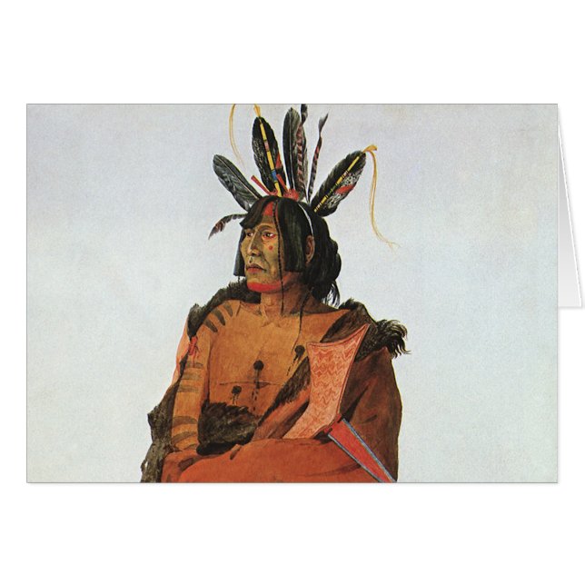 Pachtuwa-Chta, Arikara Warrior Portrait by Bodmer (Front Horizontal)