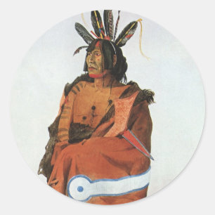 Pachtuwa-Chta, Arikara Warrior Portrait by Bodmer Classic Round Sticker