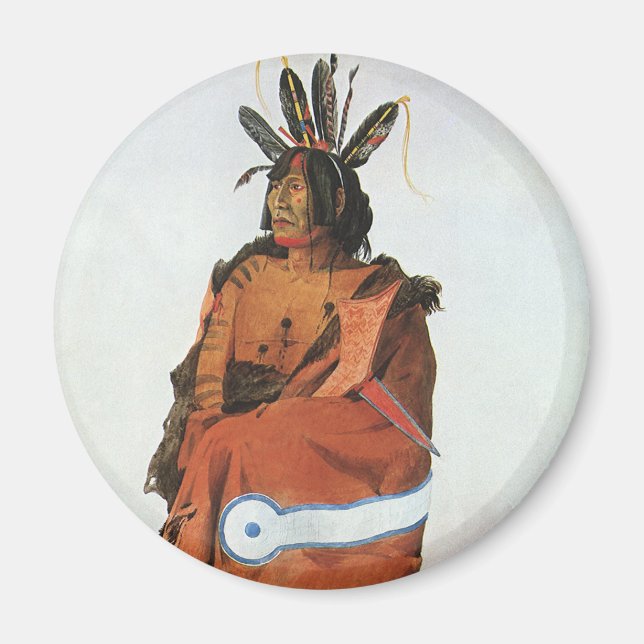 Pachtuwa-Chta, Arikara Warrior Portrait by Bodmer Magnet (Front)