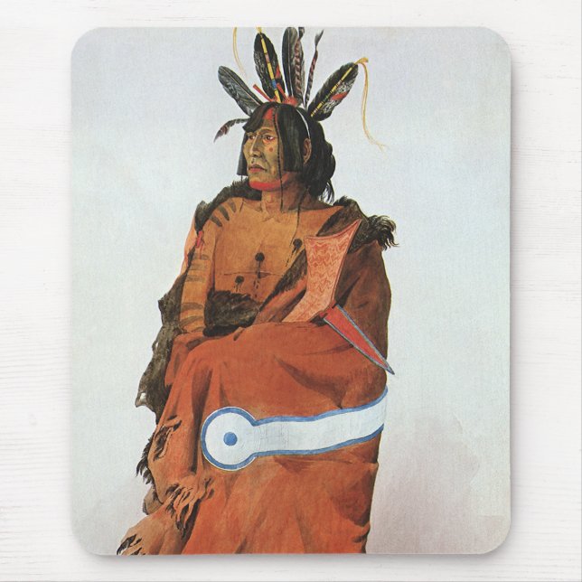 Pachtuwa-Chta, Arikara Warrior Portrait by Bodmer Mouse Pad (Front)
