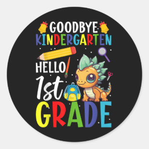 Pachycephalosaurus 1st Grade School Outfit Dinosau Classic Round Sticker
