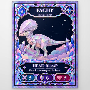 Pachycephalosaurus Dinosaur, Rainbow Foil Art Postcard