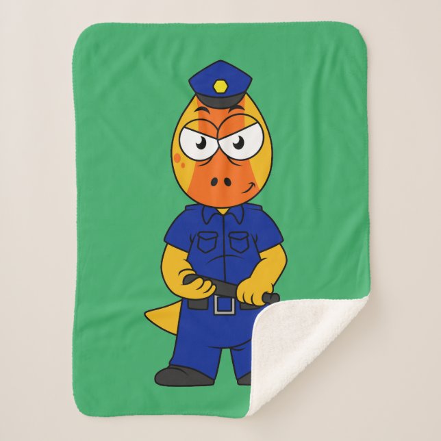 Pachycephalosaurus Police Officer. Sherpa Blanket (Front)