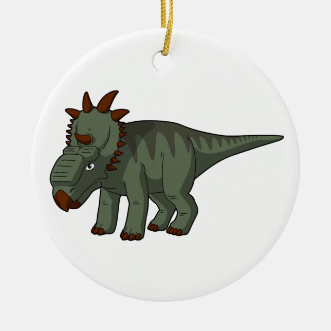 Pachyrhinosaurus- Cartoon Dinosaur Ceramic Ornament (Front)