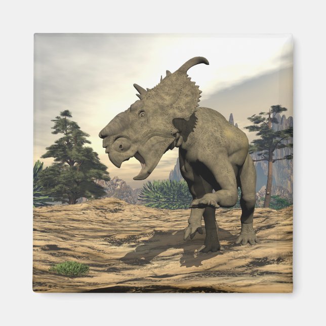 Pachyrhinosaurus dinosaur roaring - 3D render Magnet (Front)
