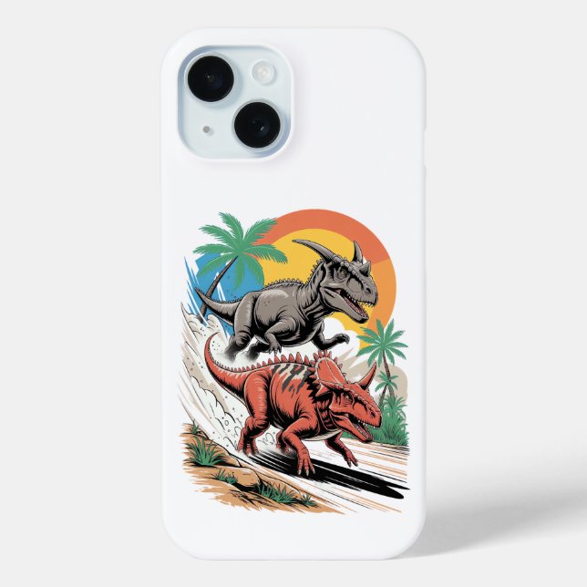 Pachyrhinosaurus passing a Carnotaurus Case-Mate iPhone Case (Back)