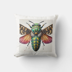 Pachyta Insect Top View 060824IREF232 - Watercolor Cushion