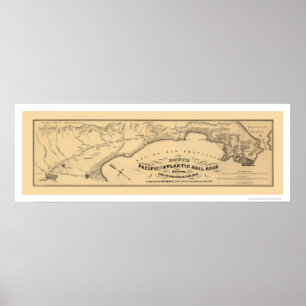 Pacific & Atlantic Railroad Map 1851 Poster