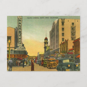 Pacific Ave. Santa Cruz California 1940's Postcard