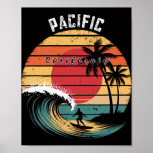 Pacific Beach California Beach Surfing Poster