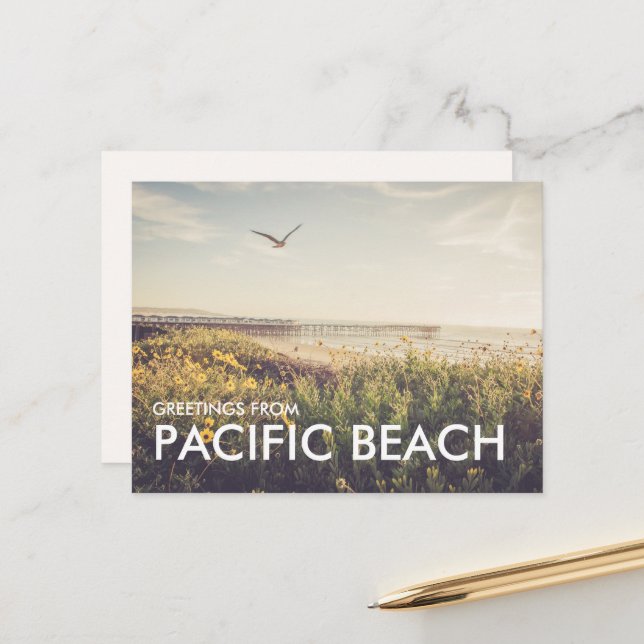 Pacific Beach San Diego Postcard (Front/Back In Situ)