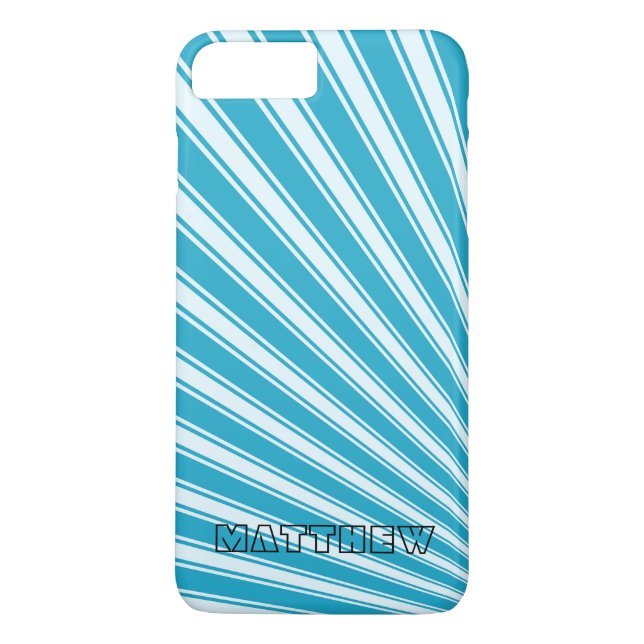 Pacific Blue Colour Stripe Funky Pattern Case-Mate iPhone Case (Back)